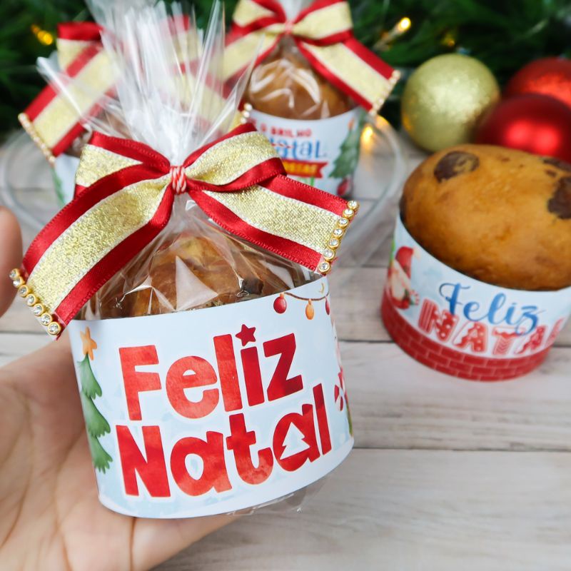 Saia para Mini Panetone Natal Fim de Ano Personalizados Lembrancinha |  Shopee Brasil