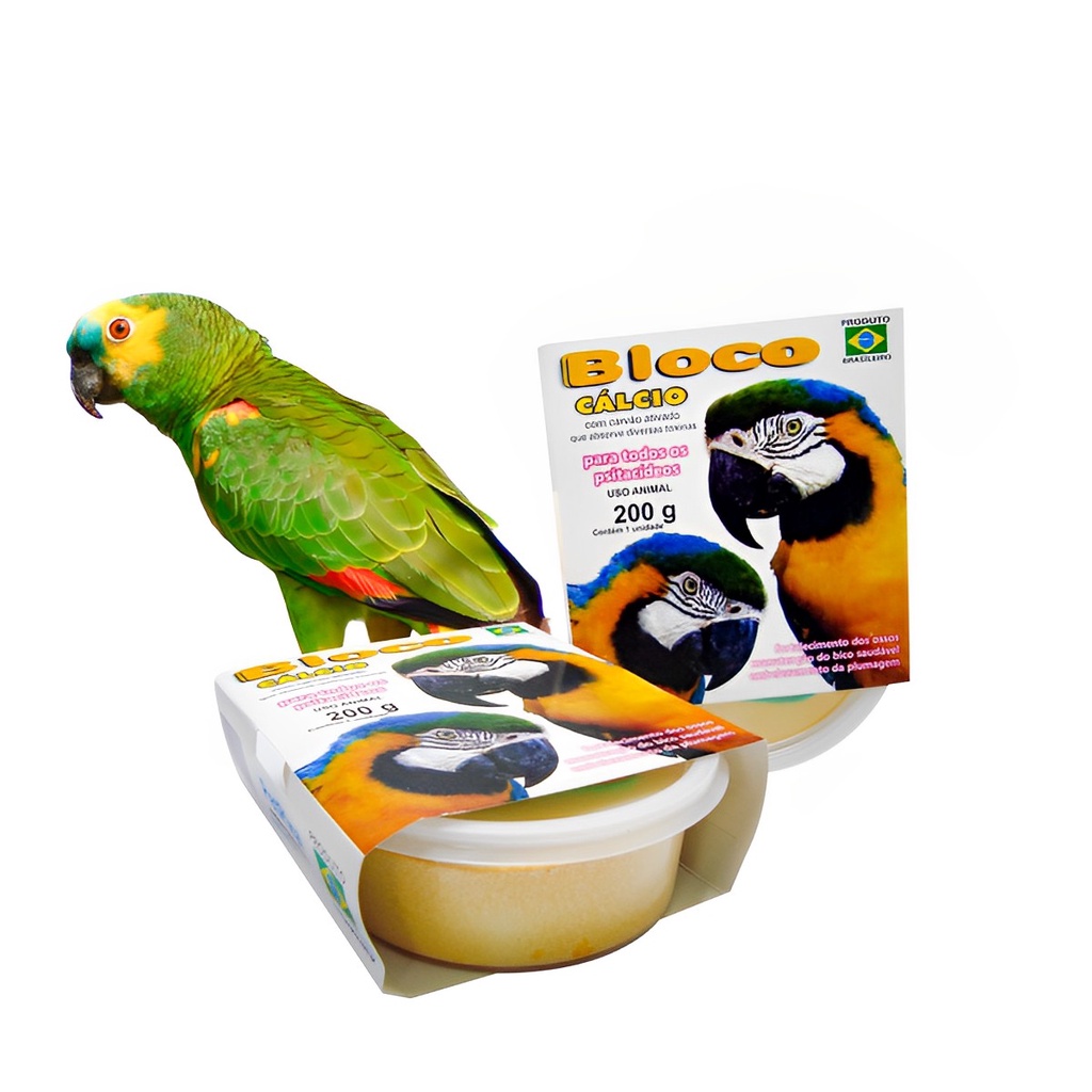 Bloco De Calcio Psitacideos 200g Araras Tucanos Papagaios Periquitos Lories Cacatuas Agapórnis Calopsitas Petpira