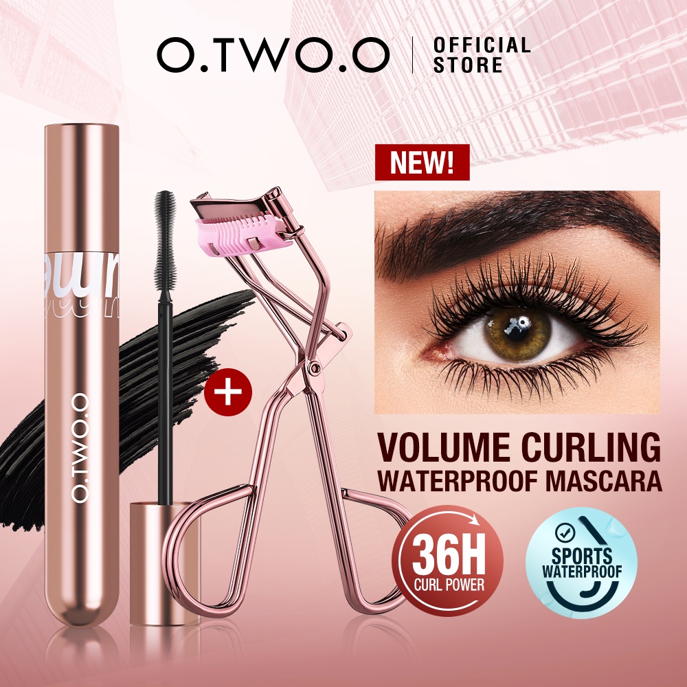 O.TWO.O Kit Olhos: Máscara + Curvex Impermeável, Fixação 24H, Cílios Densos Sem Manchar em Oferta na Shopee