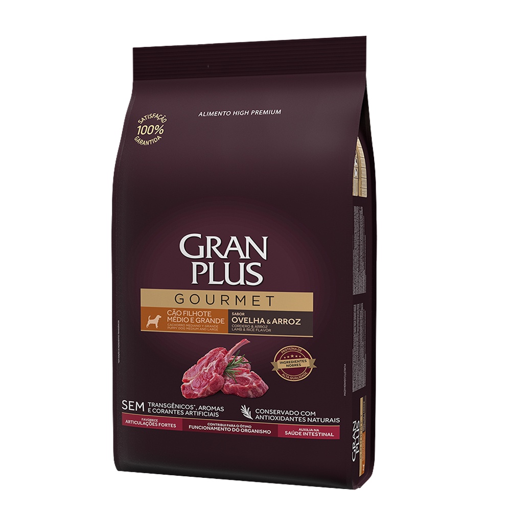 Ração Gran Plus Gourmet para Cães Filhotes Med/Gd. Ovelha e Arroz - 15 kg em Oferta na Shopee
