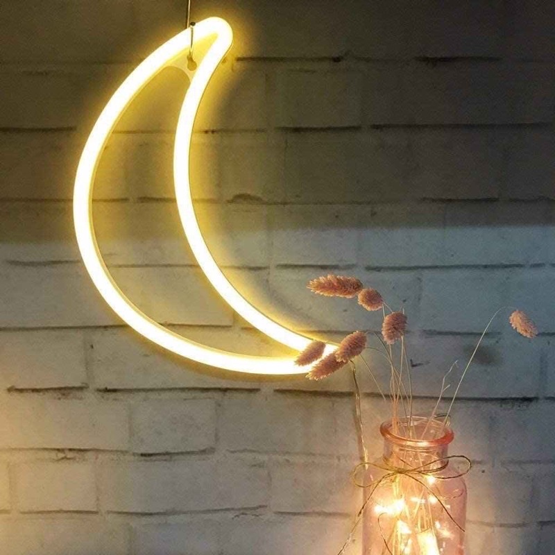 luminaria Lua Led Neon vazada silhueta abajur de parede/Decoração ...