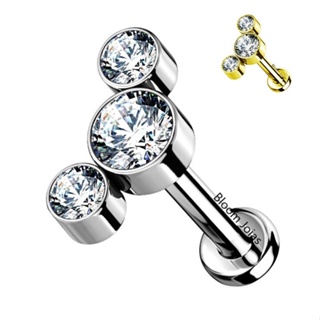 Piercing Titânio Hipoalergênico Cluster Com 3 Zircônias Pontos de Luz em Oferta na Shopee