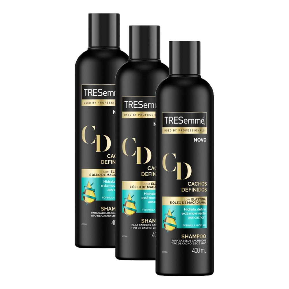 Kit 3 Shampoos Tresemmé Cachos Definidos 400ml cada