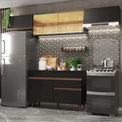 Armário de Cozinha Compacta Reims 260cm Preto Reims Madesa 03