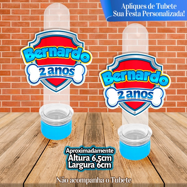 Apliques para Tubete de 13cm Personalizados Emblema Patrulha Canina