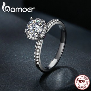 Bamoer 925 Prata 1ct Anel De Casamento Moissanite D Cor VVS1 Joalheria Da Moda 4 Tamanhos Para Mulheres MSR013