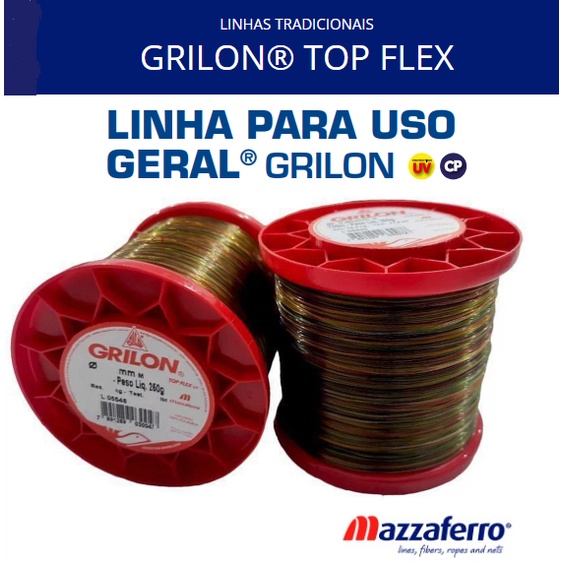 Linha Pesca Monofilamento Grilon 250 Gramas Topflex Multicolor Várias Medidas