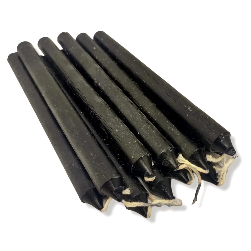 Vela Comum Palito Preta Kit Com 8 Unidades