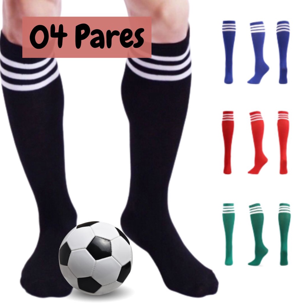 Kit 01 Para ou 04 Pares de Meião de Futebol Cano Alto Jogador Adulto Envio Imediato