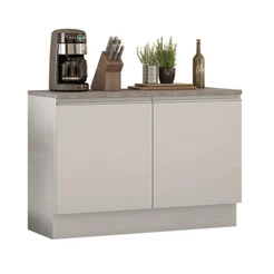 Balcão de Pia Armário de Cozinha 120 cm 2 Portas (Com Tampo) Branco Glamy Madesa