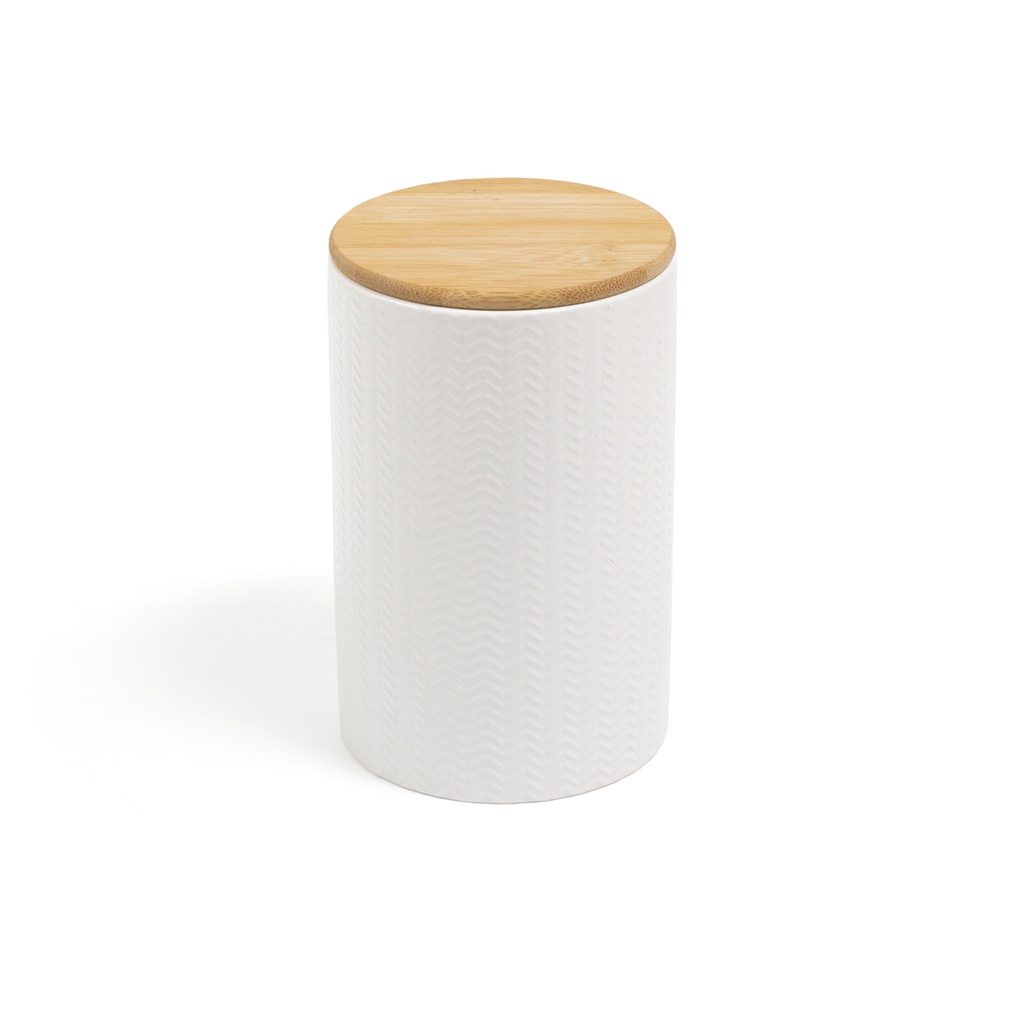 Pote zig zag dolomita com tampa de bambu grande 1,5l - Oikos - Home & Living