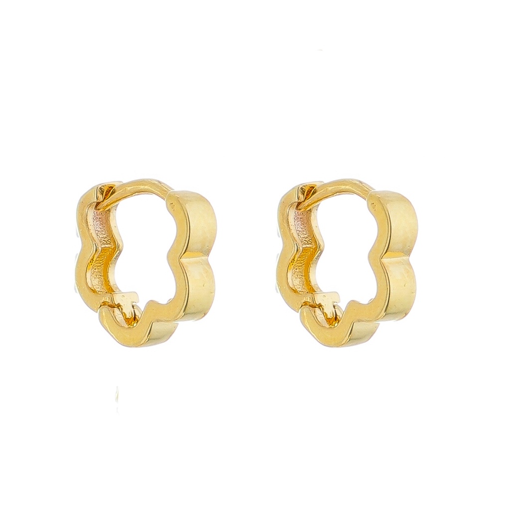 Brinco Argola Pequena de Flor Folheado Antialérgico Feminino a Ouro 18K Click Moda