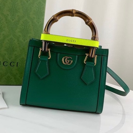 uma caixa número de série] GUCCI GUCCI princesa diana o mesmo saco de bambu saco de couro