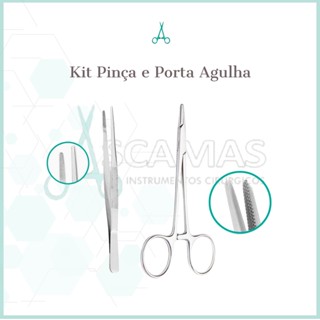 Kit Pinça Anatômica 14cm e Porta Agulha Mayo Hegar 14cm