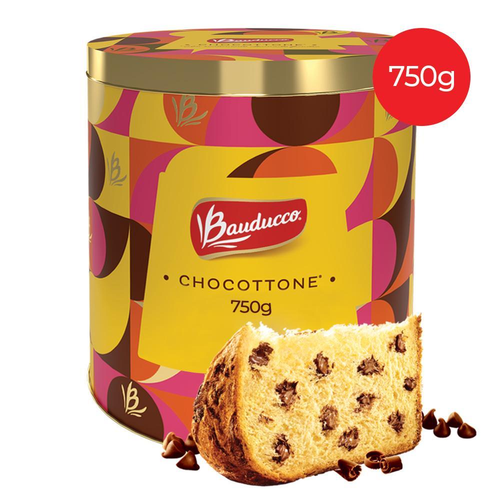 Panettone com Gotas de Chocolate ao Leite Bauducco Chocottone Lata 750g