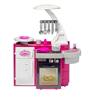 Cozinha infantil Classic Completa Rosa Fogão Geladeira Pia em Oferta na Shopee