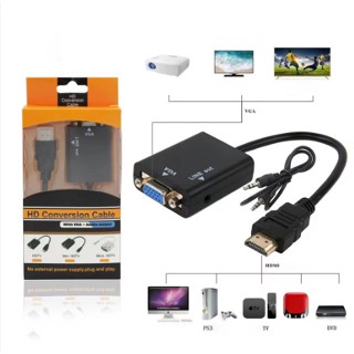 Cabo Adaptador Conversor Hdmi Para Vga Com Saída P2 De Áudio