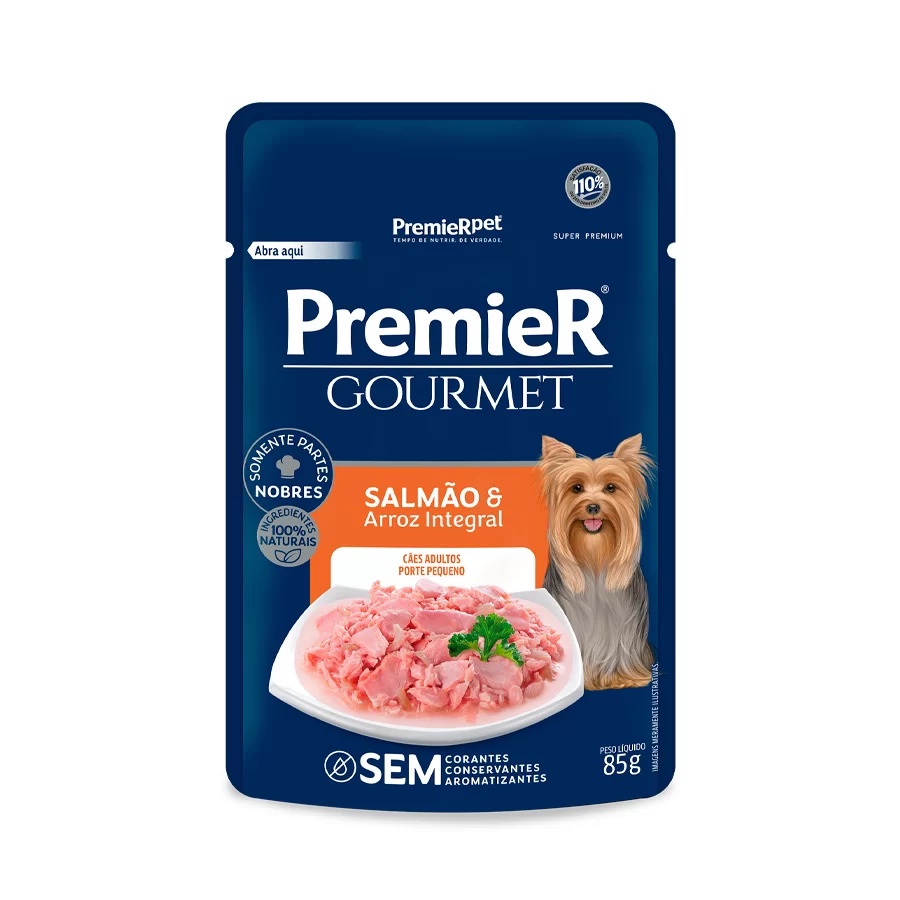 Ração Úmida Premier Gourmet Cães Salmão e Arroz Integral 85g - Pets