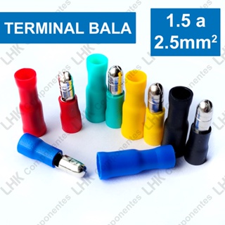 Terminal Elétrico Bala Isolado Kit Macho e Fêmea para 1,5mm a 2,5mm em Oferta na Shopee