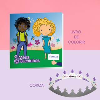 Livro de colorir para cacheadas + Coroa Meus cachinhos Novex