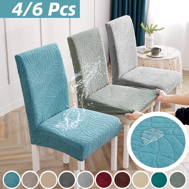 capa de cadeira impermeável kit 4/6 pecas Jacquard Cadeira À Prova D'água Cobre Elástico Spandex Cozinha Capa De Jantar Pets Móveis Protetores Para Cadeiras De Decoração De Sala De Estar