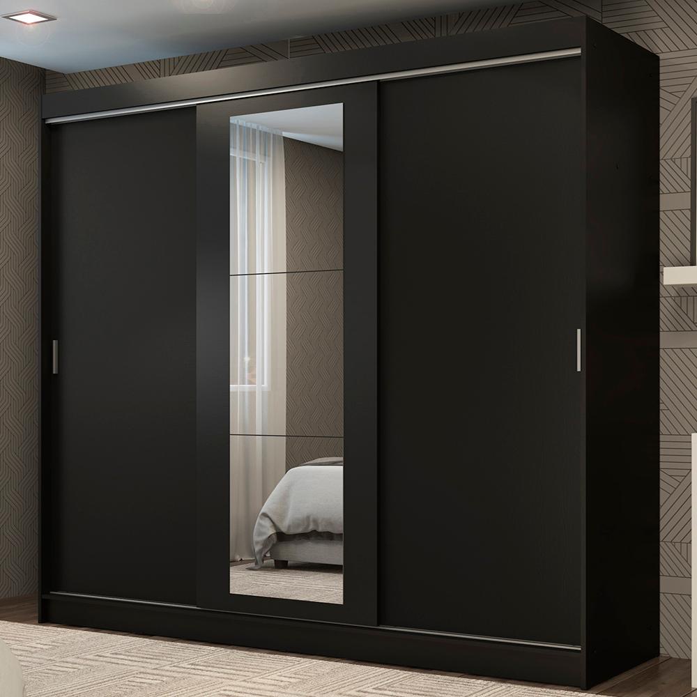 Guarda-Roupa Casal Madesa Kansas 3 Portas de Correr com Espelho 3 Gavetas em Oferta na Shopee