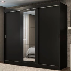 Guarda-Roupa Casal Madesa Kansas 3 Portas de Correr com Espelho 3 Gavetas