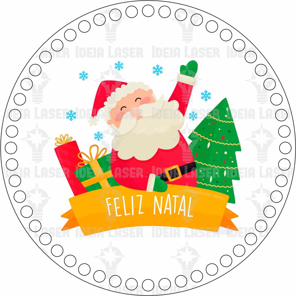 Base MDF Fio de Malha Crochê Redonda Estampada Feliz Natal Papai Noel 20cm  | Shopee Brasil