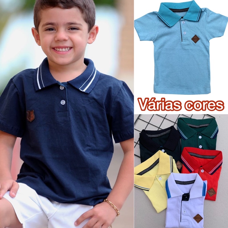 Camisa blusa polo infantil masculina para menino e bebes gola social atacado