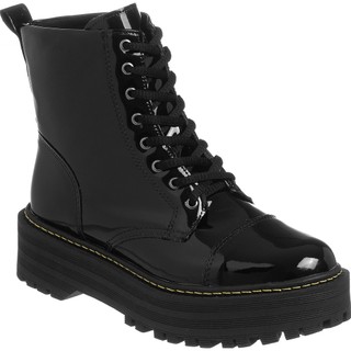 Coturno Feminino Lumiss Tratorado Bota Plataforma Blogueira Confortável Cano Curto Salto Baixo