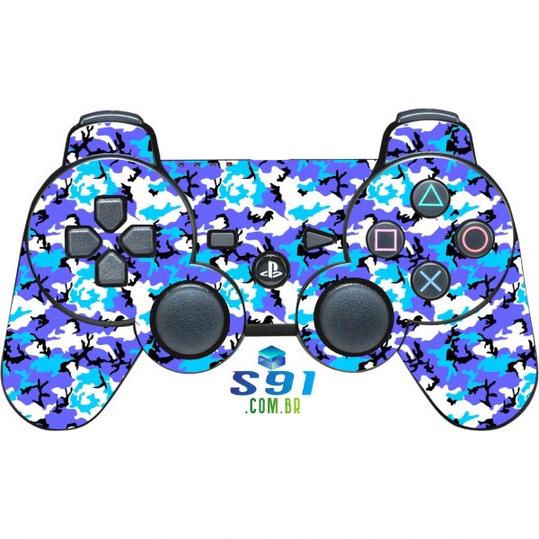 Adesivo PS3 Controle Playstation Skin Pelicula Protetora Camo Blue Ice