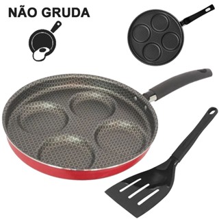 Frigideira Antiaderente de Aluminio Para 4 Ovos e Hamburguer 26cm Gourmet Multiflon