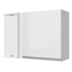 Armário De Cozinha Aéreo de Canto 100% MDF Porta Branco Brilho Acordes Madesa