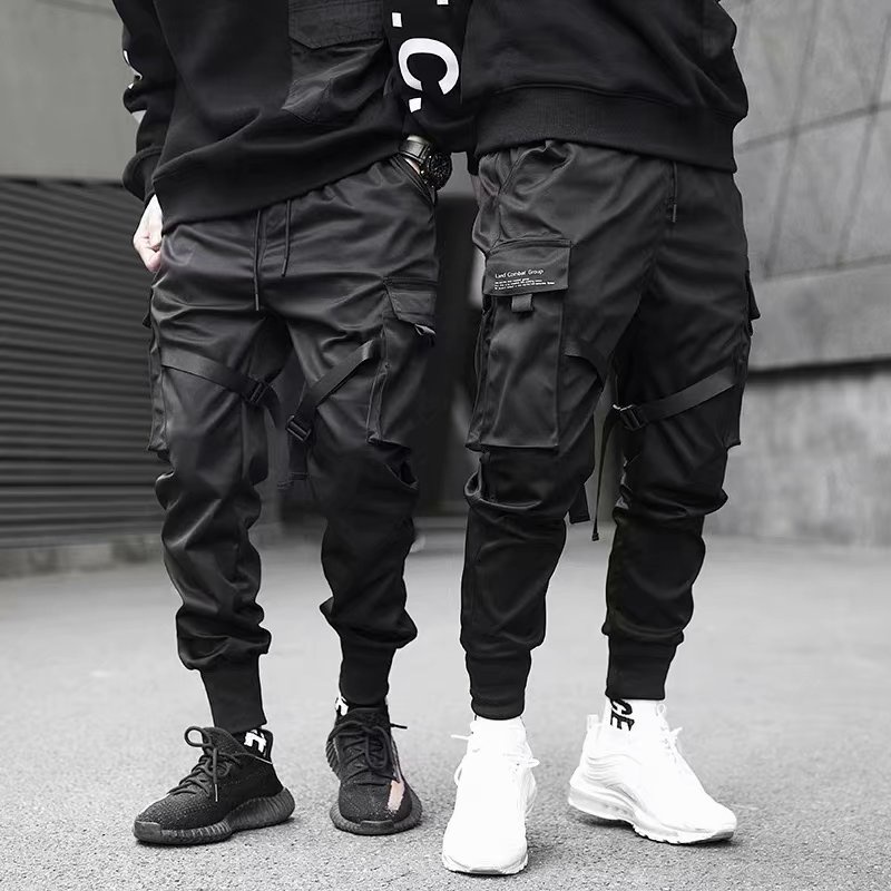 Calça Cargo Masculina Hip Hop Casual Jogger