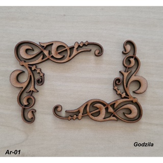 Apliques cantoneira Arabesco 10cm MDF cru 3mm o par em Oferta na Shopee