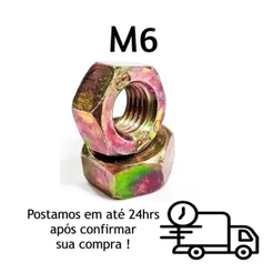 Porca Sextavada M6 - 0,75mm Bicromatizada