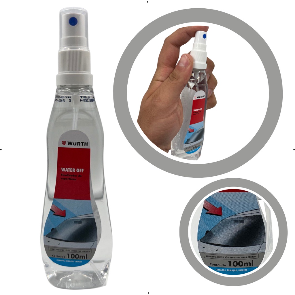 Repelente de água WATER OFF 100ml Wurth - Cria um película protetora no Para-Brisa e vidros em geral. em Oferta na Shopee