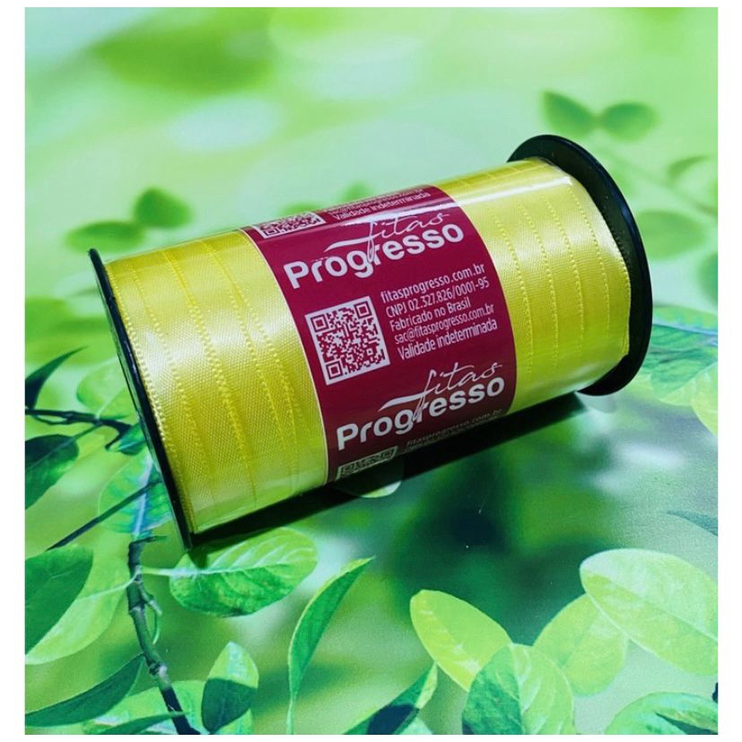 1~4 Fita de Cetim Amarelo Canário 100 Metros 7Mm - Cód-242 (CHOCO)