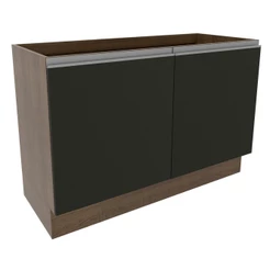 Balcão Gabinete de Pia Armário de Cozinha 120 cm 2 Portas Rustic/Preto Glamy Madesa