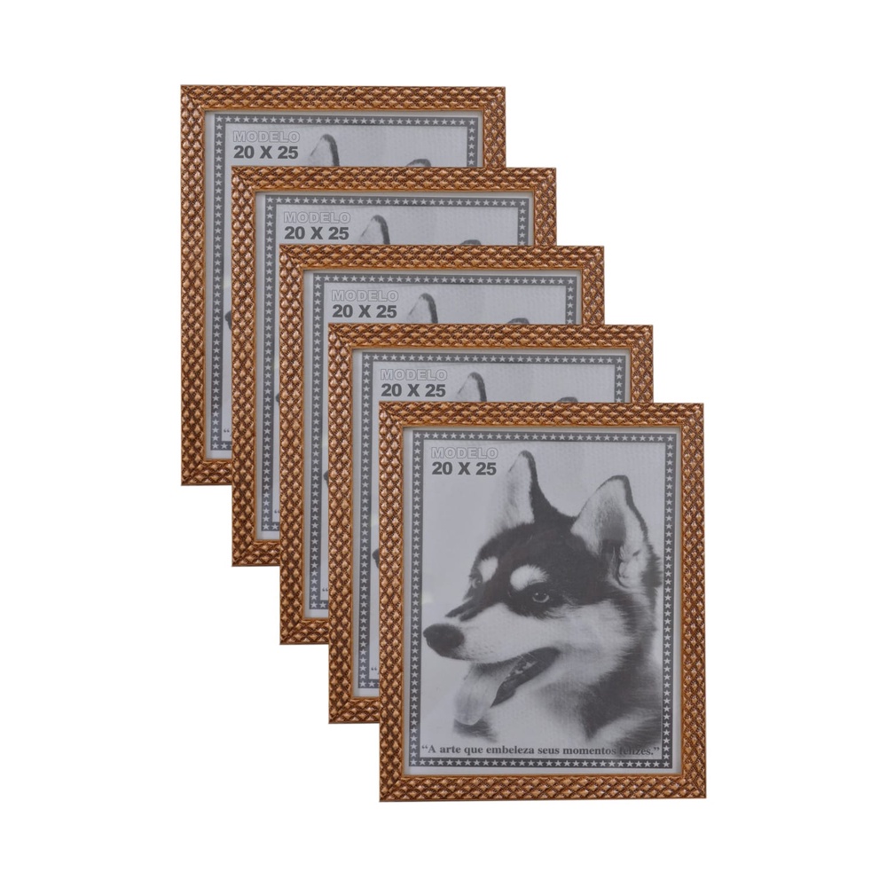 KIT 5 PORTA RETRATO DOURADO 20X25 PVC ALTO RELEVO em Oferta na Shopee