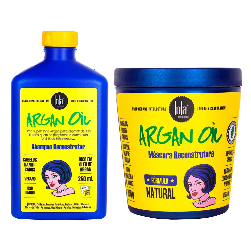 Kit Lola Cosmétics Reconstrução Argan Oil - Shampoo e Máscara de Reconstrução