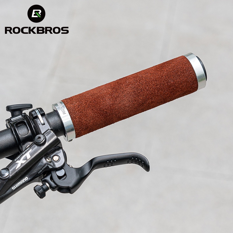 ROCKBROS Punhos De Bicicleta Retro Couro De Montanha Punho Grip Lock Anti-Derrapante Macio Acessórios em Oferta na Shopee