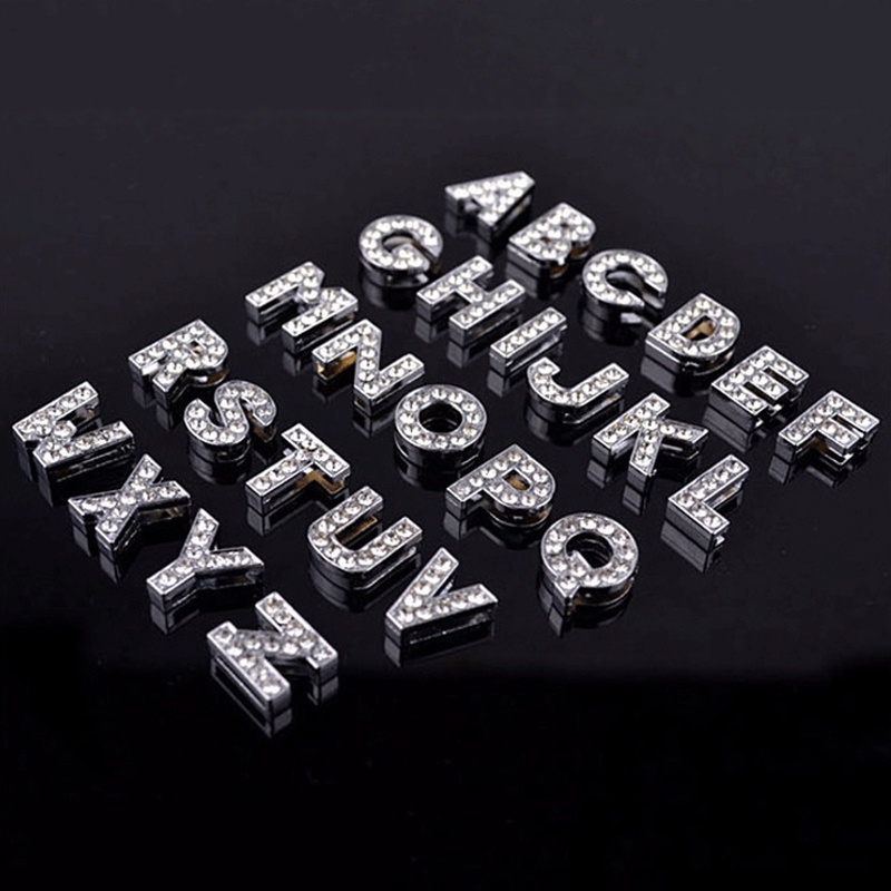 DINGLLY Silver Color 26 Letras Números Com Contas Charm Fit 10mm Pulseiras De Malha De Aço Inoxidável Nome Bracelete Acessório