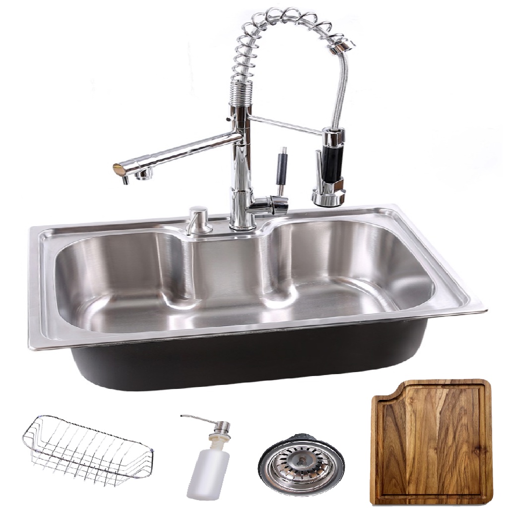 Kit Cuba Cozinha Gourmet Inox + Torneira Monocomando + Tábua de Corte