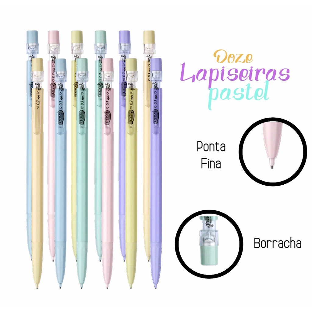 Lapiseira  0.7mm  Cores Pastel BRW Caixa com 12 Unidades