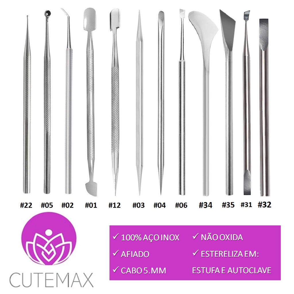 Kit Completo Com 12 Instrumentos Para Manicure Cutemax