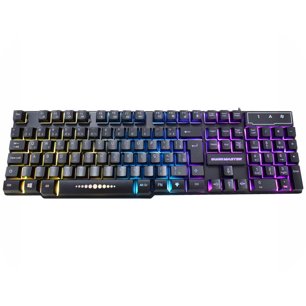Teclado Gamer Semi Mecânico Led Usb Abnt2 KM-52 RGB