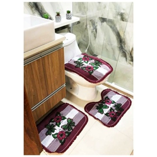 Tapete Para Banheiro Jogo 3 Peças Conjunto Tapetes Toalha Chão Piso Estampas Liso Decoração Toalete em Oferta na Shopee