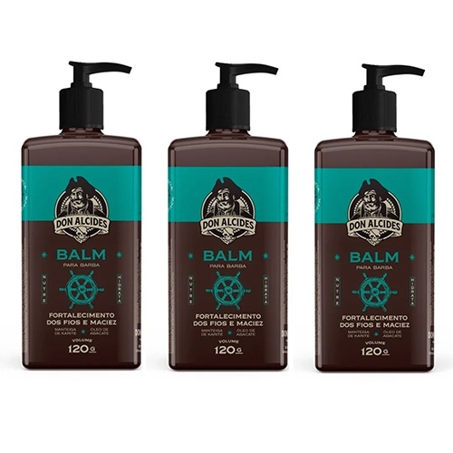 Kit 3x Balm Hidratante Barba 120ml Calico Jack Don Alcides