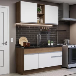 Armário de Cozinha Compacta 150cm Rustic/Branco Glamy Madesa 02